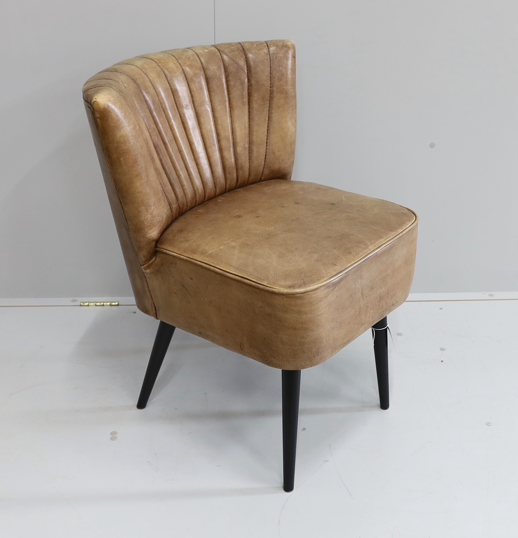 A 1950's upholstered side chair, width 60cm, depth 64cm, height 78cm